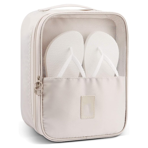 Skopose Skopose for Reise og Daglig Oppbevaring, Toalettsakpose Reisepose med Hengekrok, Vannresistent Sminkepose Beige