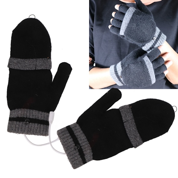 Full and Half Fingers Heating Gloves USB Fingerless Knitting Electric Laptop Gloves for Winter