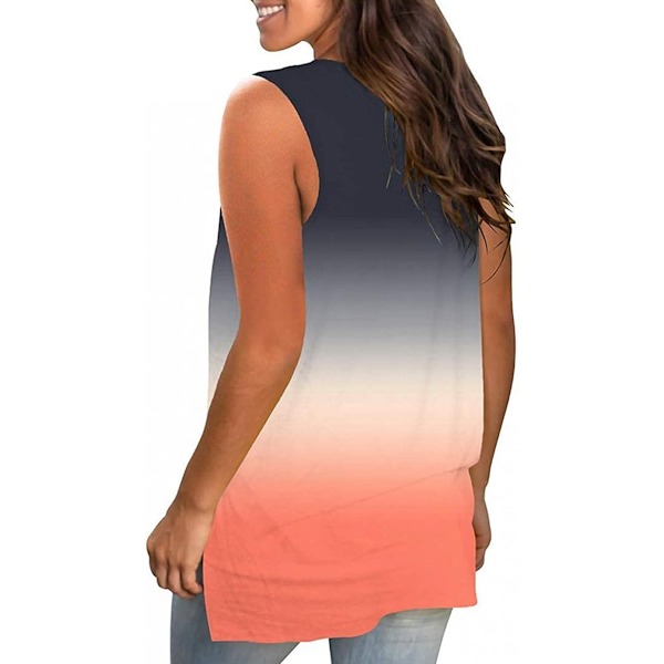 Dame Tanktop V-hals T-shirts Ærmeløse Toppe Blomster Side Split Tanks