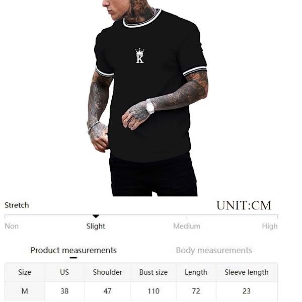 Herrar Casual Letter Grafisk Tryckt Randig Trim Tee Toppar Sommar Kortärmad Rundhals T-shirt