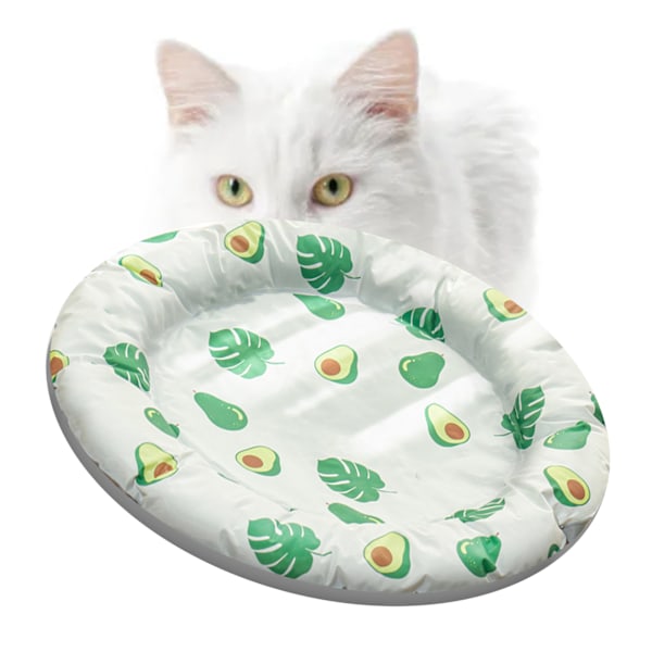 Kølemadras til kæledyr med sødt mønster - Komfortabel, åndbar og selvkølende sovepude til katte og hunde - Avocado