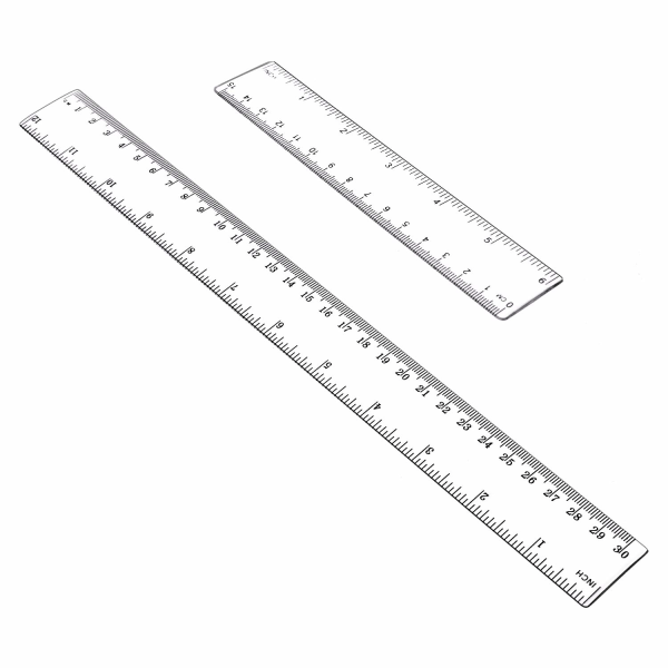 2 stykker plastlineal Fleksibel lineal med tommer og metrisk