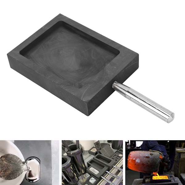 Graphite Casting Mold Metal Ingot Mold Crucible with Handle for Melting Refining Gold Silver Copper 4.13 X 3.15 X 0.39in