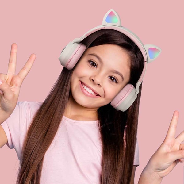 Trådløse Bluetooth-hodetelefoner for barn, katteøre Bluetooth