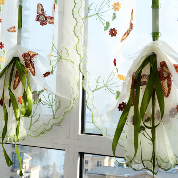 Polyester vindusgardin Valances Voile soverom stue dekor (L)