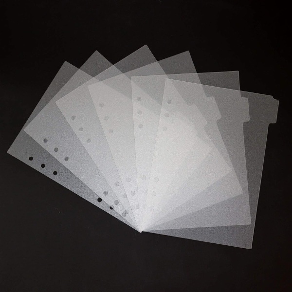 6-hullers gennemsigtige PVC-indbindingssider med gennemsigtige faner