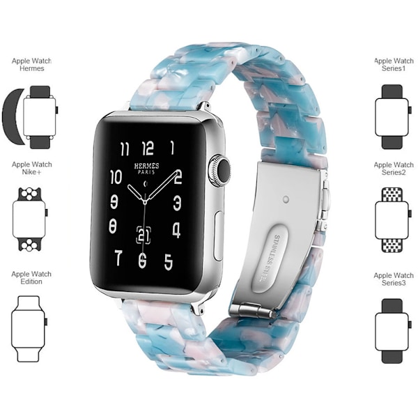 Armbånd Kompatibelt med Apple Watch Rem 42mm/44mm Serie 5/4/3/2/1, Slank Resin Wrist Band Erstatningsklokke Rem Tilbehør