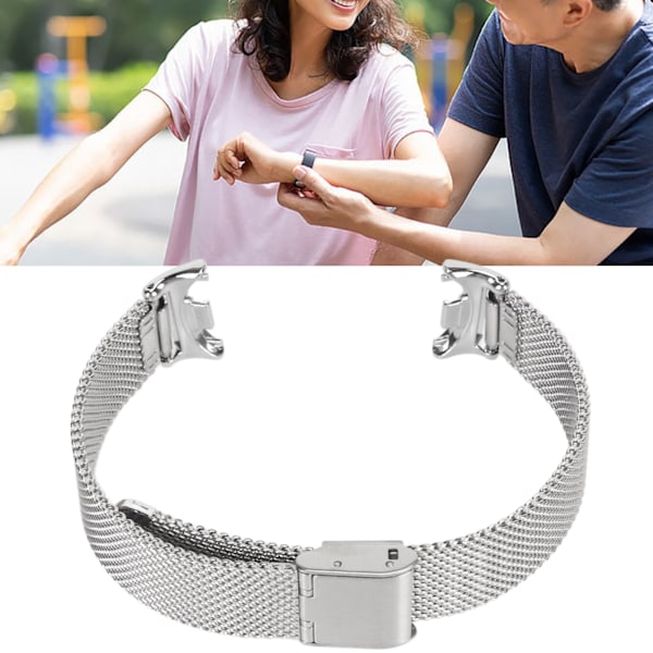 Adjustable Replacement Watch Strap Breathable Folding Clasp Quick Release Stainless Steel Watch Band for Mi Band 8 Silver