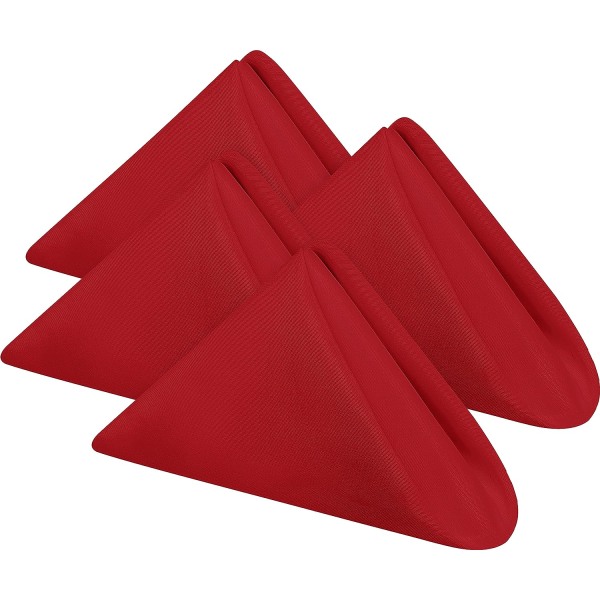 Tygservetter [24-pack, röd] - 43 x 43 cm, 100% polyester, kantade, tvättbara, passar fest, bröllop, middag