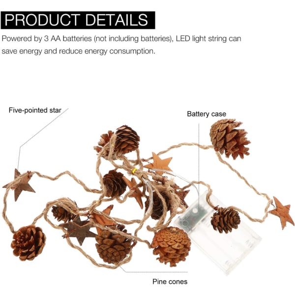 Pinecone String Lights Christmas Pine Cone Garland with Lights L