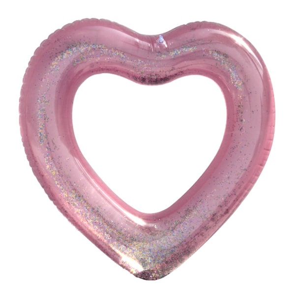 Inflatable Swimming Rings, Heart-Shaped Swimming Pool Floating Loungers, Water Fun Beach Party Toys for Kids Adults,Sequin Heart,120cm