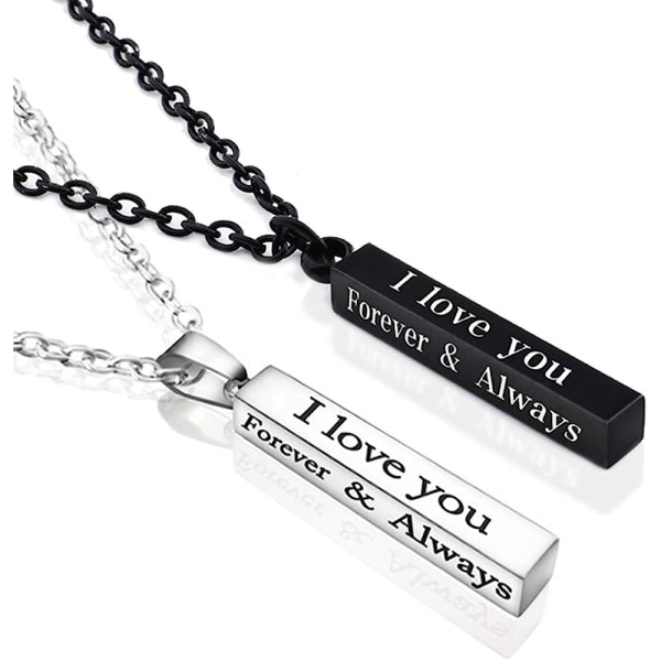 Always and Forever Halsband för par Rostfritt stål I Love Y