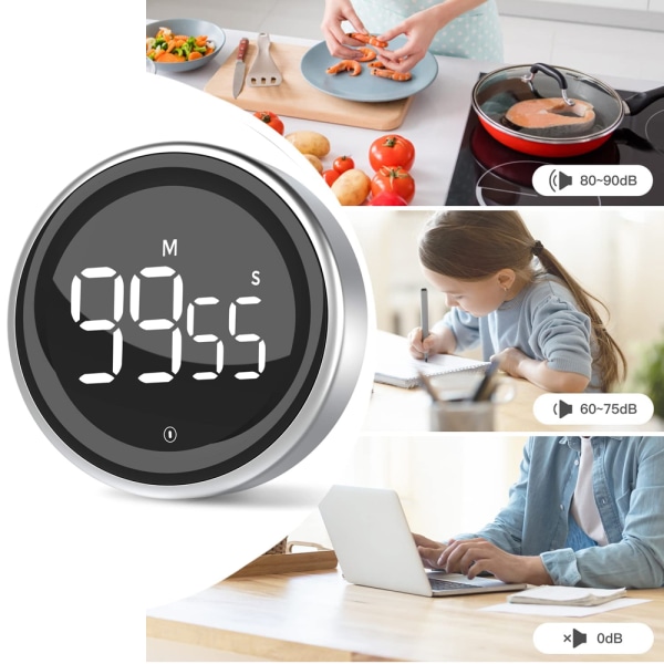 Digital Kitchen Timer Rotation Countdown Ajastin Magneettinen Countup