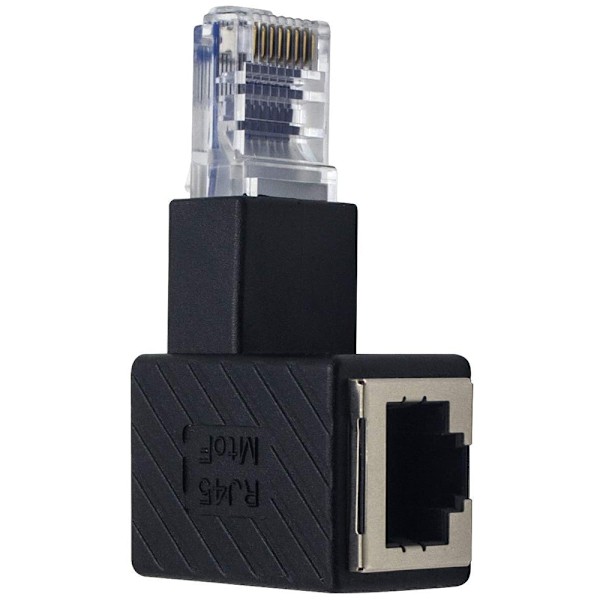 90 graders vinklad adapter för nätverksförlängningskabel, hona till hona, för LAN, Ethernet, nätverk
