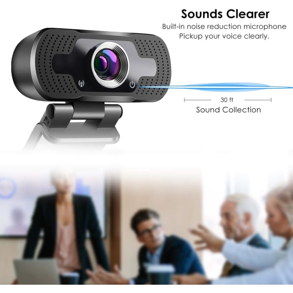 1080P Webcam med Mikrofon, PC Desktop Laptop USB Webcams til