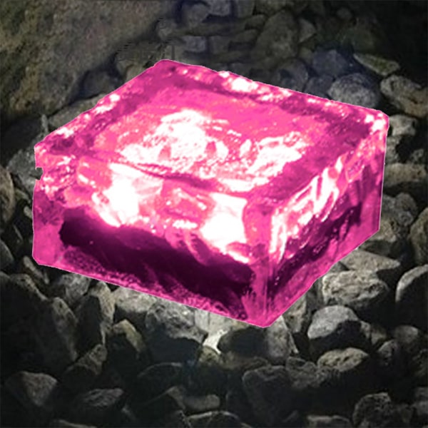 Utomhussolljus Kristallglas Ice Brick Varm, Solar Brick pink light