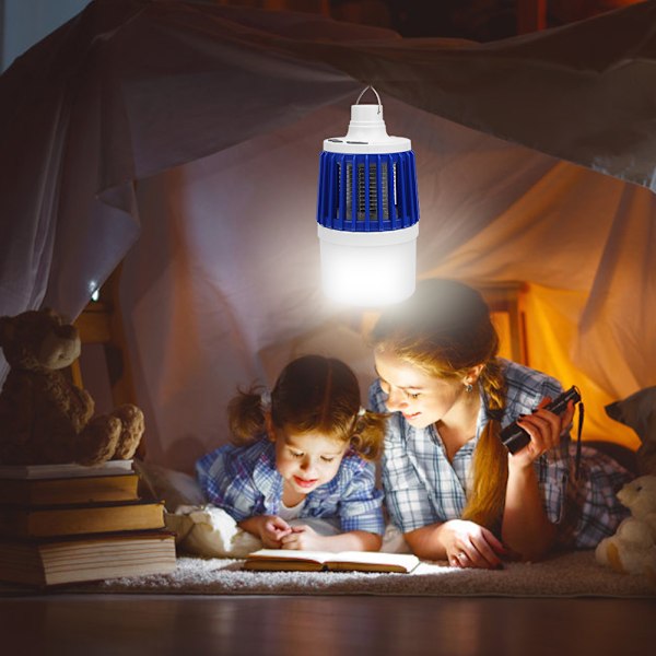 Giftfri Udendørs USB Opladning Bærbar Vandafvisende Belysning Multifunktionel Mygdræber Lampe til Camping Fiskeri (Blå)