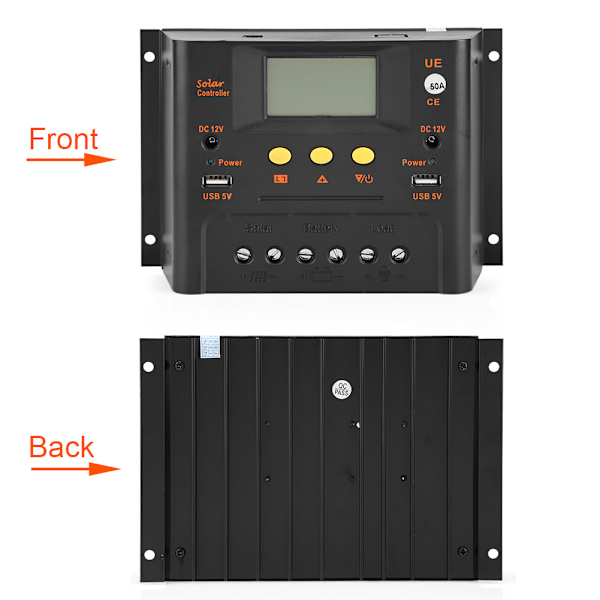 50A solcellsladdningsregulator med LCD-display USB DC-utgång batteriladdningsregulator