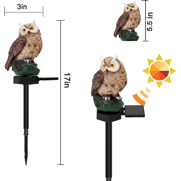 Garden Solar Lights Outdoor Decor- Resin Owl Solar LED Garden Li