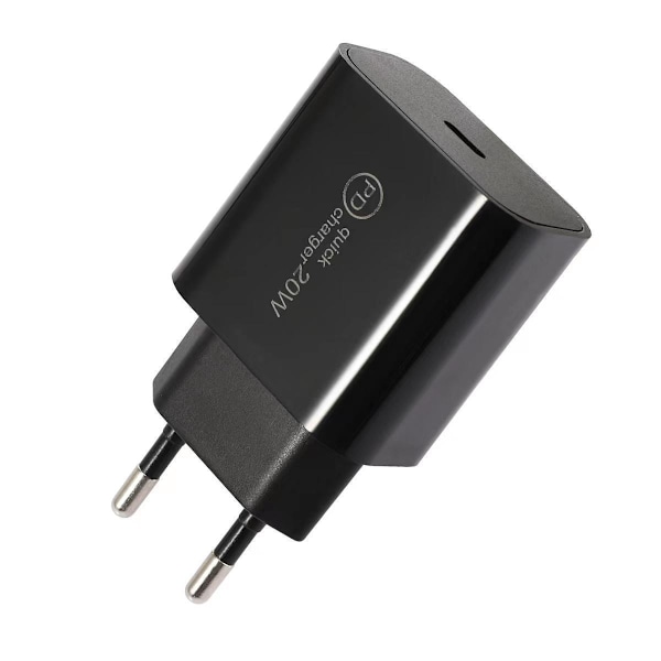 Snabbladdare, USB-C, 20W, Svart