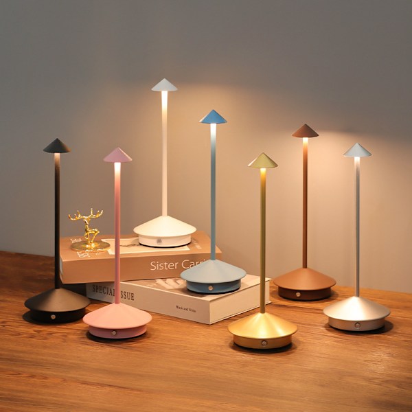 trådlös, skrivbordslampa, LED, batteridrivnen, vattentät, RGB-belysning Gold