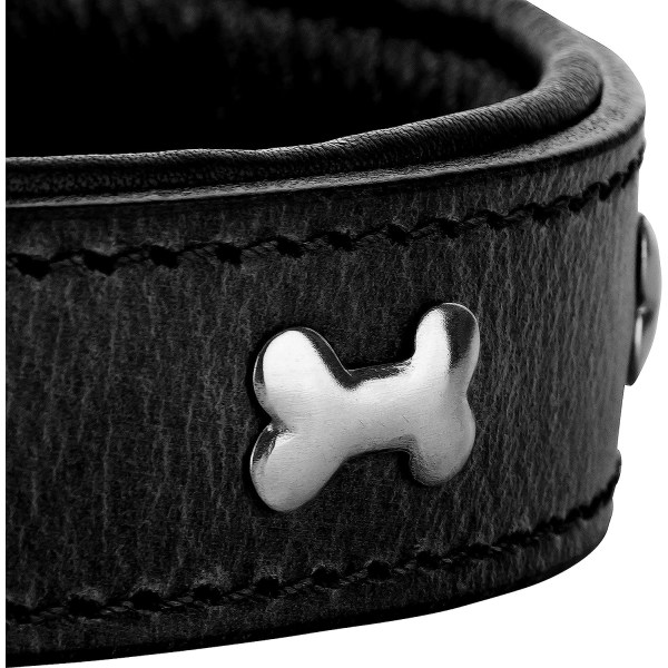 Läderhalsband hund med applikation I Hundhalsband Lisa av läder