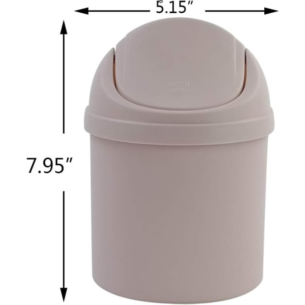 Mini papperskorg i plast med swing-top lock, 0,7 gallon (rosa)