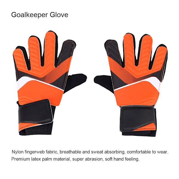 Kids Children Goalkeeper Glove NOn Slip Latex Soccer Finger Gloves(Orange L)