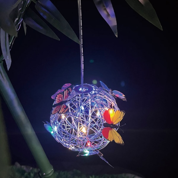 Solar Garden Light Dekoration Hængende Butterfly Ball Solar Light