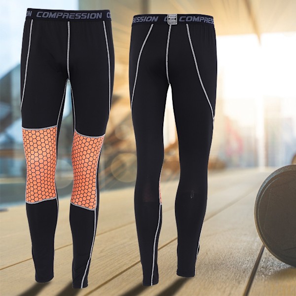 Mænd Sports Gym Yoga Løbe Fitness Leggings Bukser Træning Atletiske Bukser Sort&Orange XL