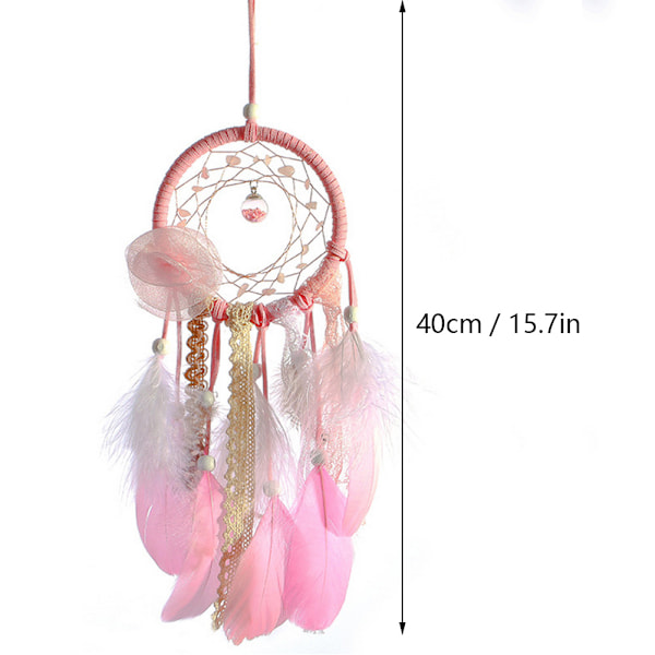 DIY Handmade Feather Dream Catcher Fairy String Decoration Home Ornament(Light included)