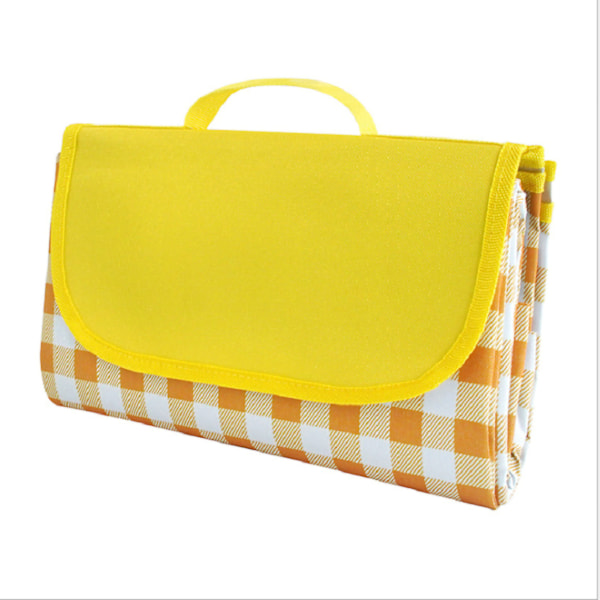 Picnic Mat Waterproof Machine Washable Portable Outdoor Handy Mat for Outdoor Picnics Camping Yellow Grid 2x2m/6.6x6.6ft