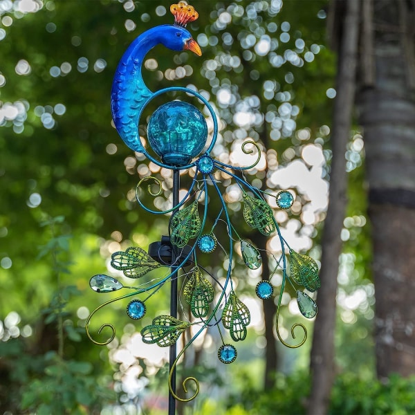 41,5" Garden Metal Peacock Solar Lights Stake, Vattentät Landsc