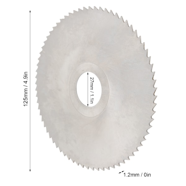 Pyöreäsaha-terä Levyjen leikkausterä Nopea teräsjyrsinkoneen työkalu 125x1.2x27x72 hammasta