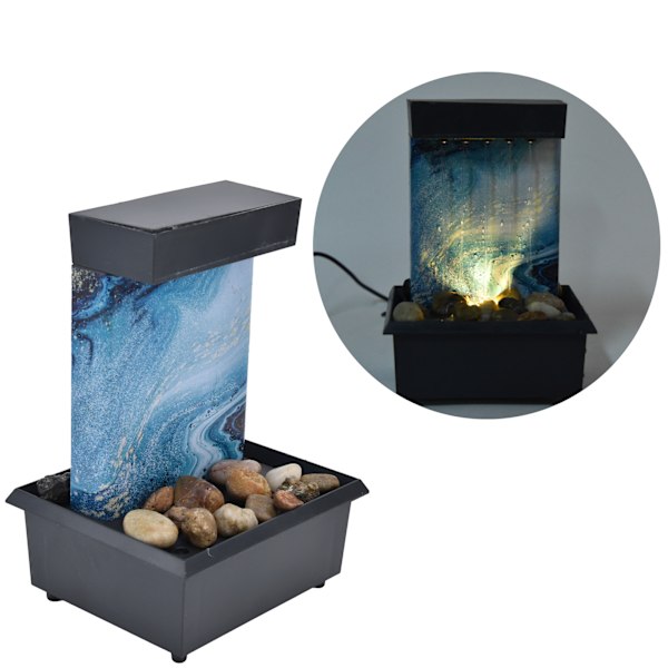 3V USB Marble Water Fountain Ornaments LED Tabletop Fountain with Stones for Home Office Table Decoration