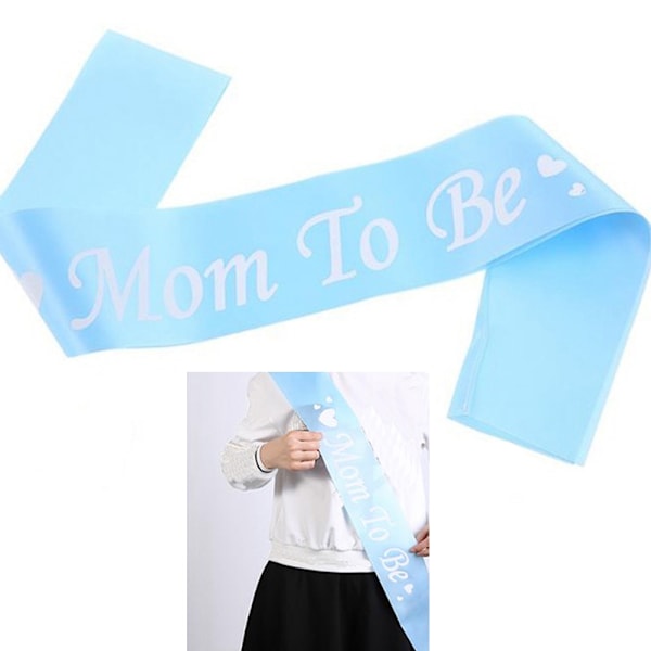 1PC Blue/Pink Mom To Be Letter Ribbon Sash Shoulder Strap New Mommy Party Gift Favors (Blue)