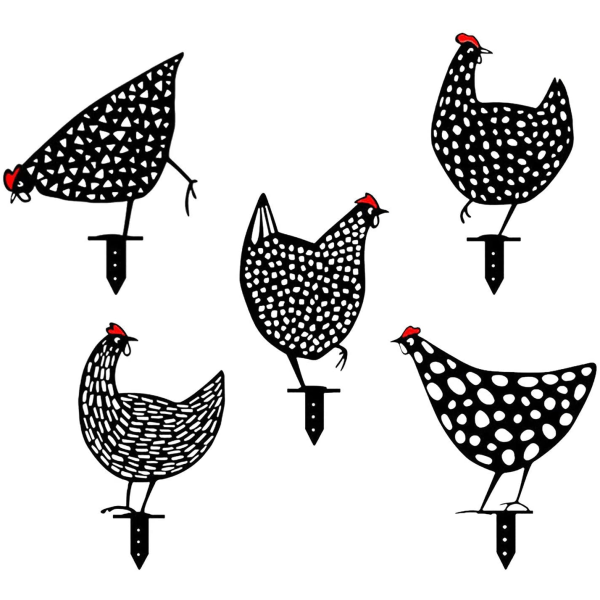 [5-pack] Dekorativa kycklinghandgjorda trädgårdsstatyer, trädgårdsfigurer Kycklingdekorativa handgjorda trädgårdsprydnader, Utomhusträdgård Bakgård gräsmatta