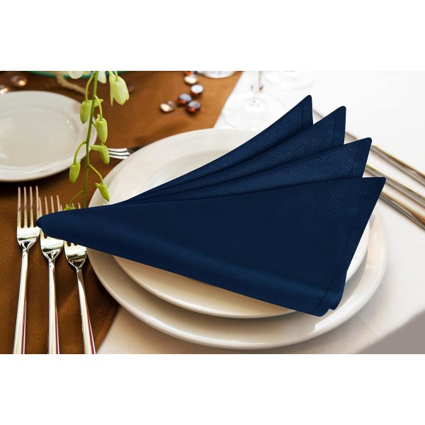 Tygservetter [24-pack, marinblå] - 43 x 43 cm, 100% polyester, kantade, tvättbara, passar fest, bröllop, middag