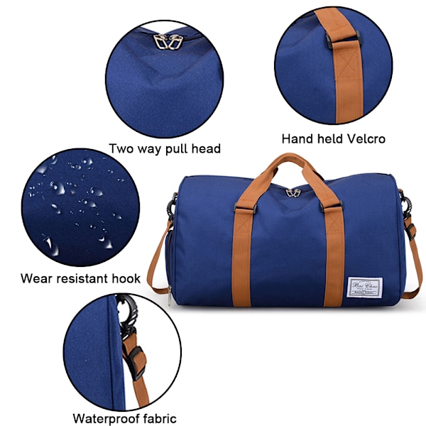 Sports Gym Bag med Sko-rom & Våt Lomme, Reise Duffel Bag, Weekend Bag