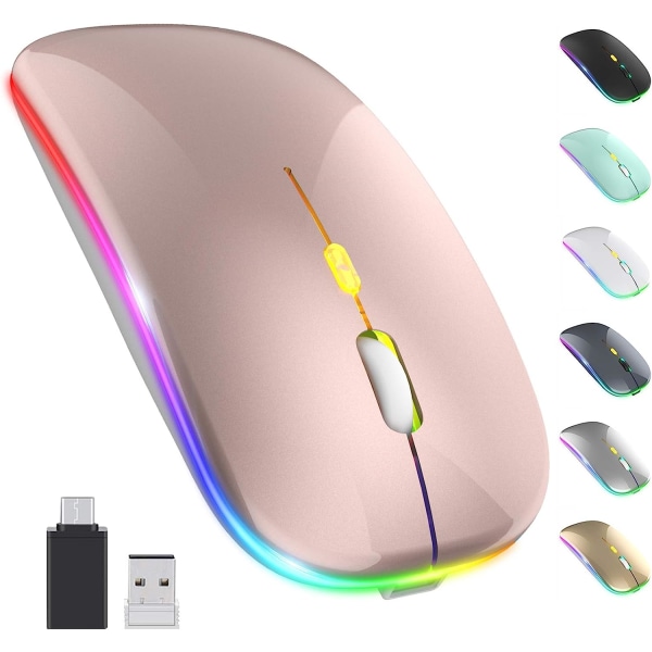 Trådlös LED-mus, laddningsbar ultratunn tyst mus