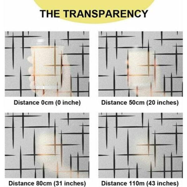 Frostad statisk fönsterfilm Sekretessskyddsfilm Elektrostatisk statisk anti UV-fönsterdekal Korsmönster för hem, kontor och kök 60x200cm,
