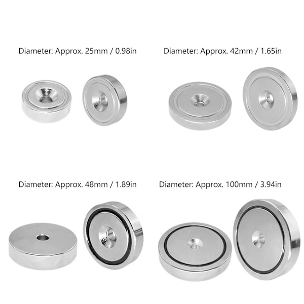 10 stk Senket Hull Magnet Sterk Magnetisk 20KG Trekkraft Neodym Magnet Sølv