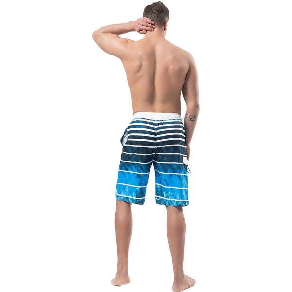 Badbyxor för män, Quick Dry Board Shorts, Färgglad Stripe