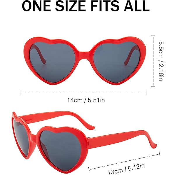 4 STK Hjerteeffekt Diffraksjonsbriller, 3D Hjertesolbriller som