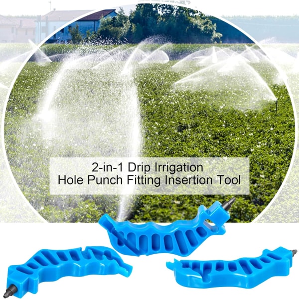 3 STK 2-i-1 vanding hulstanser, dryprør hulstanseværktøj til nemmere 1/4" tommer fitting & emitter isætning, kunstvandingssæt til