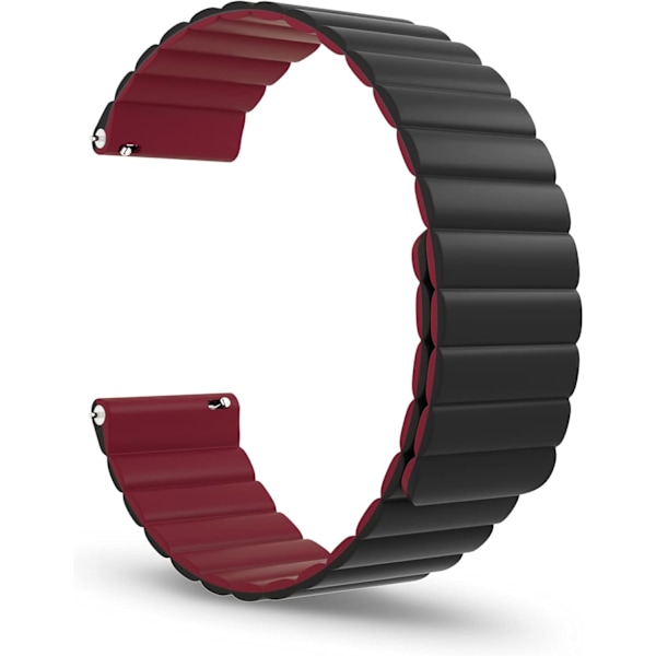 Magnetiskt Urband, Silikonarmband Snabbkoppling Smartwatch Band 20mm 22mm för Galaxy Watch 42mm 46mm Gear S2 S3 Classic Frontier Active 2 Black+Wine Red 22mm