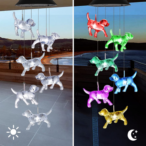 Wind Chime Solar Chimes Warm Light Solar Vattentät Wind Bell puppy