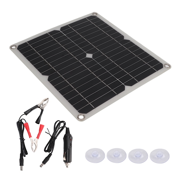 Solpanel Kit Monokristallina solcellspanel Laddare Dubbel USB+DC Utmatning 15W för Utomhusladdning