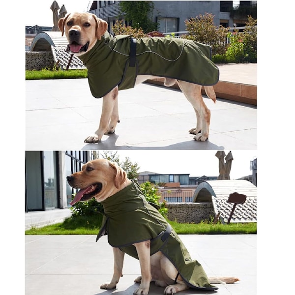 Vattentät Hundjacka Varm Hundkappa med Dragkedja för Koppel, Reflekterande Justerbar Hundsnöjacka Snödräkt