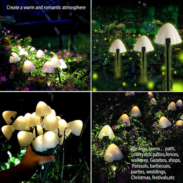 Solar Mushroom String Lights Multi Mode för trädgården 2 mode warm white 3.5m 10lights